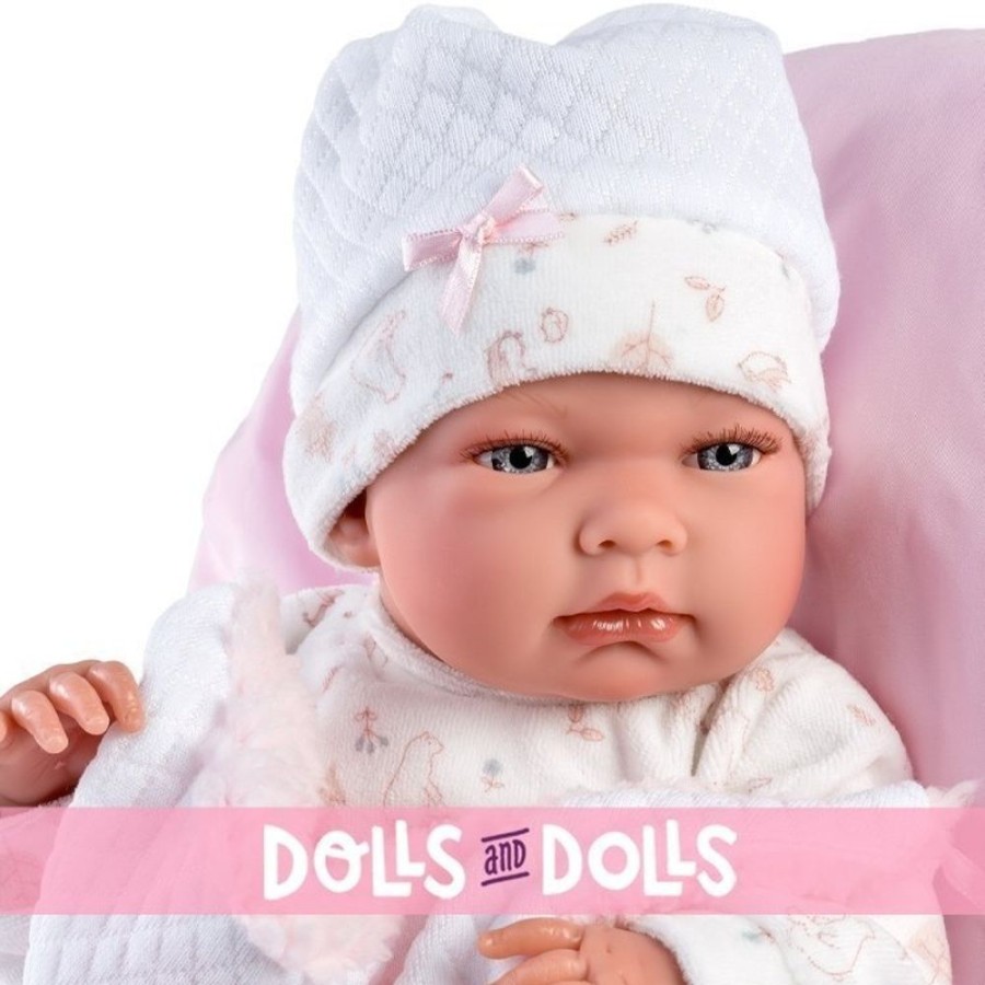 Dolls  Llorens | Llorens Doll 40 Cm - Nica Newborn With Pink Cushion