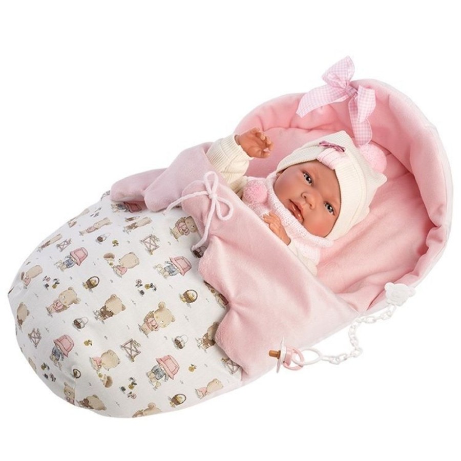 Dolls  Llorens | Llorens Doll 40 Cm - Newborn Nica With A Pink Bag