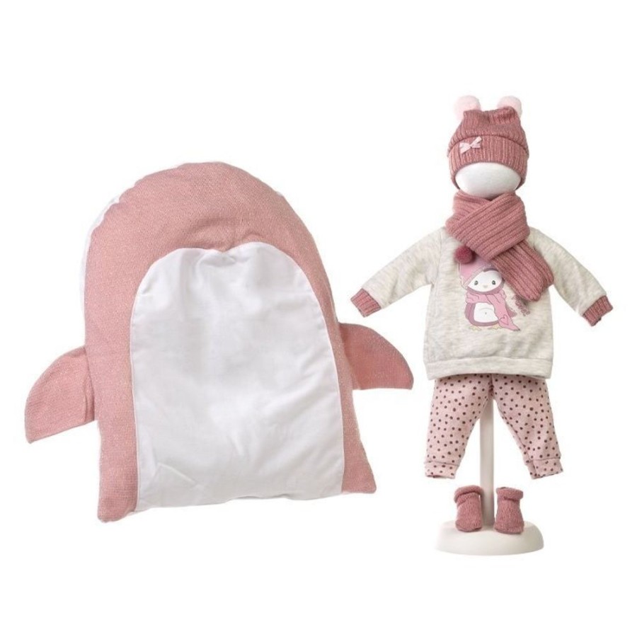 Dolls  Llorens | Clothes For Llorens Dolls 43 Cm - Pyjamas With Penguin Print, Scarf, Hat, Booties And Penguin Pillow