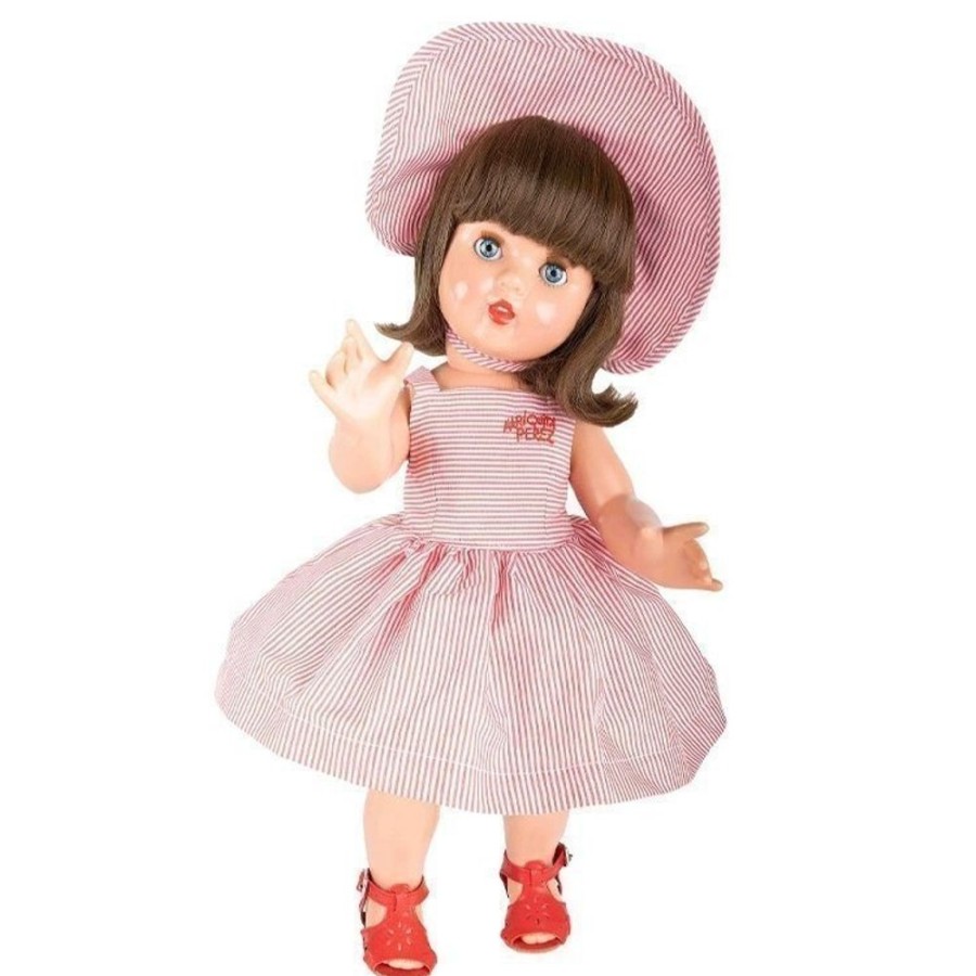 Dolls  Mariquita Perez | Mariquita Perez Doll 50 Cm - With White And Pink Striped Dress With Straps