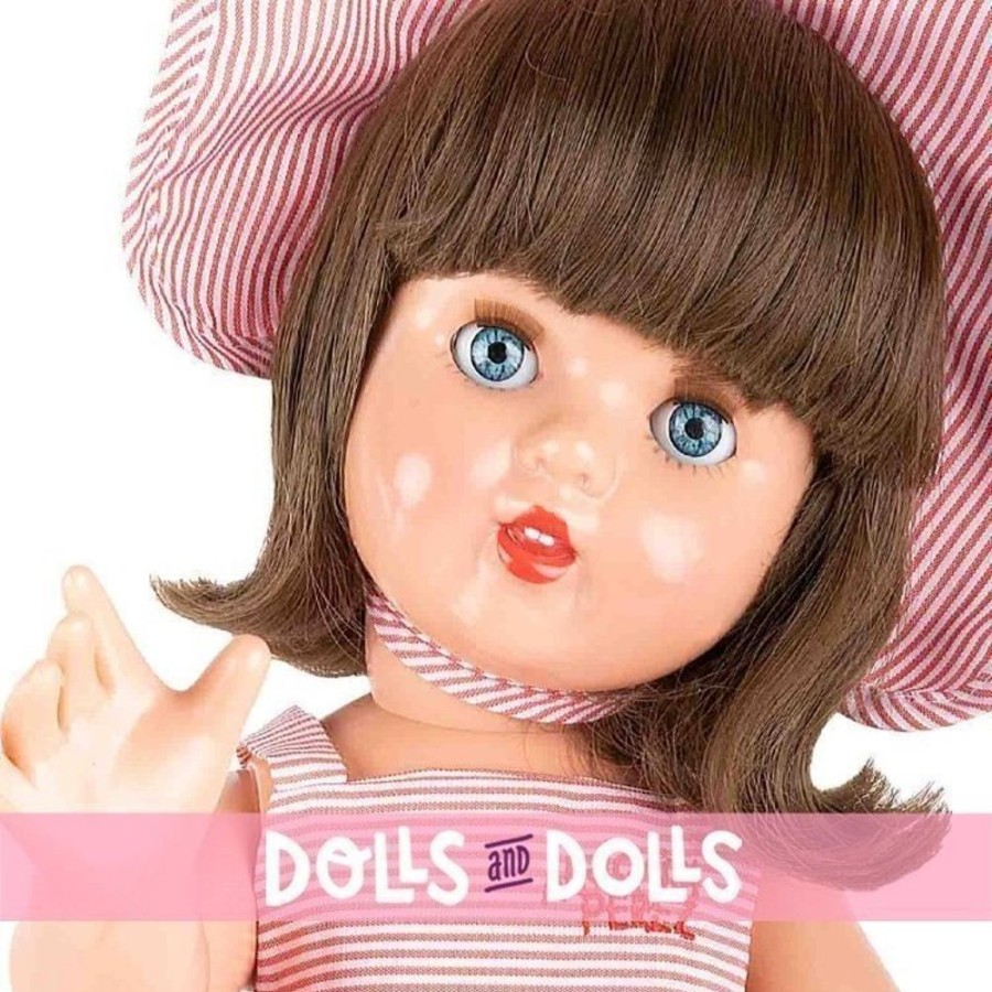 Dolls  Mariquita Perez | Mariquita Perez Doll 50 Cm - With White And Pink Striped Dress With Straps