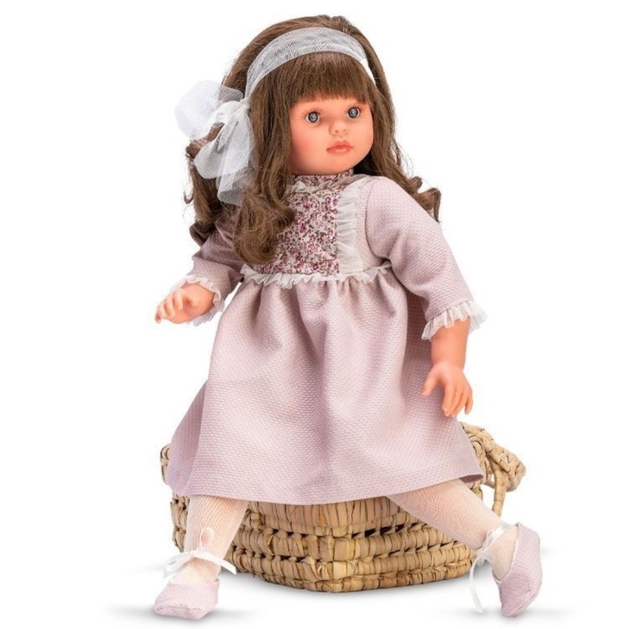 Dolls  Así | Asi Doll 57 Cm - Pepa In Eggplant Color Pique Dress With "Martina" Flowered Chest