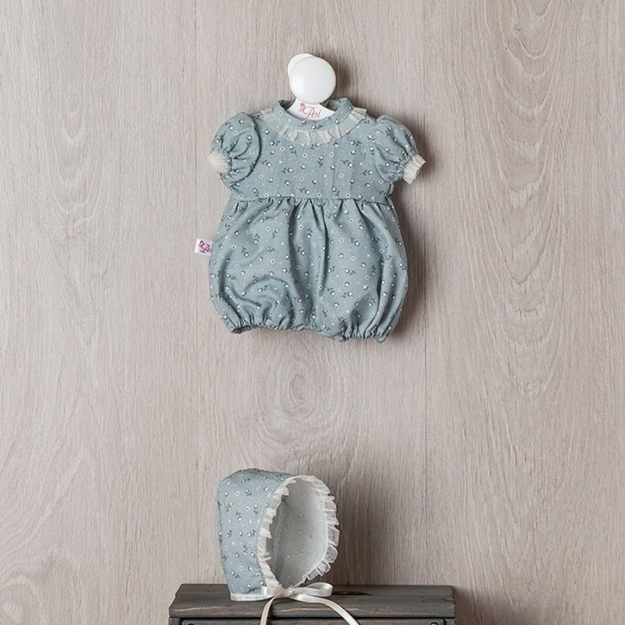 Dolls  Así | Outfit For Asi Doll 36 Cm - Blue Romper Suit With Flower And Beige Tulle For Koke Doll