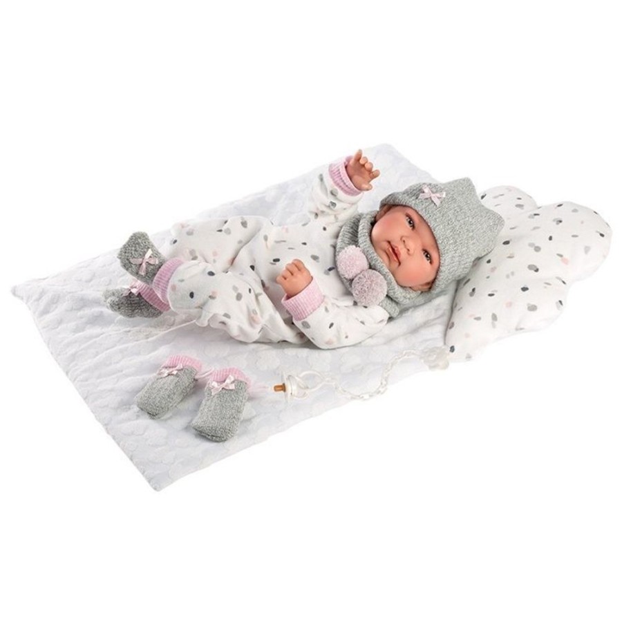 Dolls  Llorens | Llorens Doll 43 Cm - Newborn Tina With Swaddle Clouds