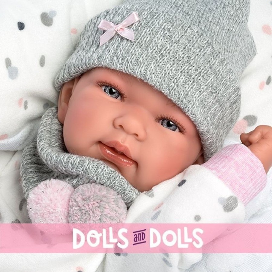 Dolls  Llorens | Llorens Doll 43 Cm - Newborn Tina With Swaddle Clouds