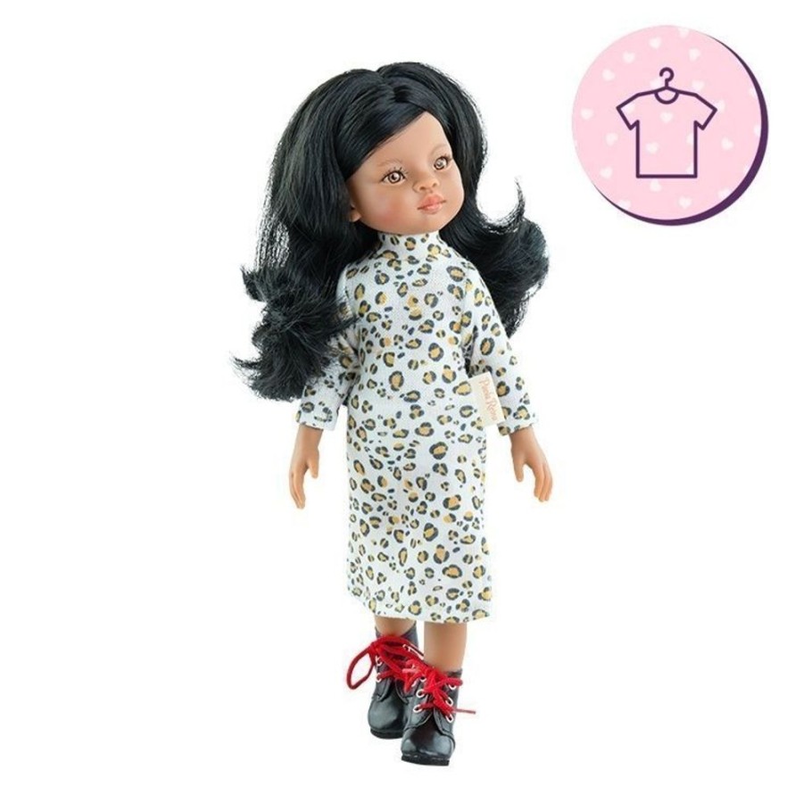 Accessories  Paola Reina | Outfit For Paola Reina Doll 32 Cm - Las Amigas - Ana Maria - Animal Print Dress