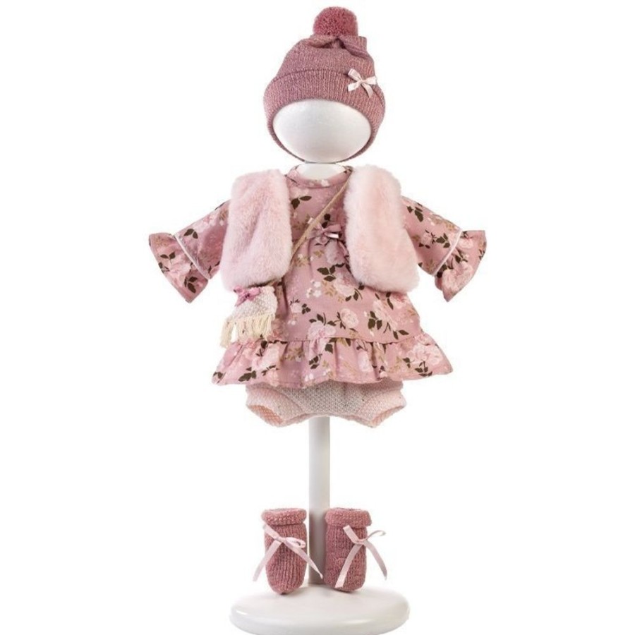 Accessories  Llorens | Clothes For Llorens Dolls 40 Cm - Flower Dress With Vest, Bag, Hat And Socks