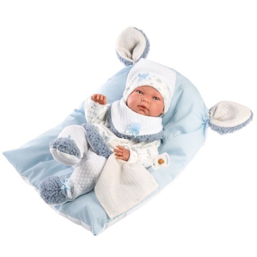 Dolls  Llorens | Llorens Doll 40 Cm - Nico Newborn With A Light Blue Cushion