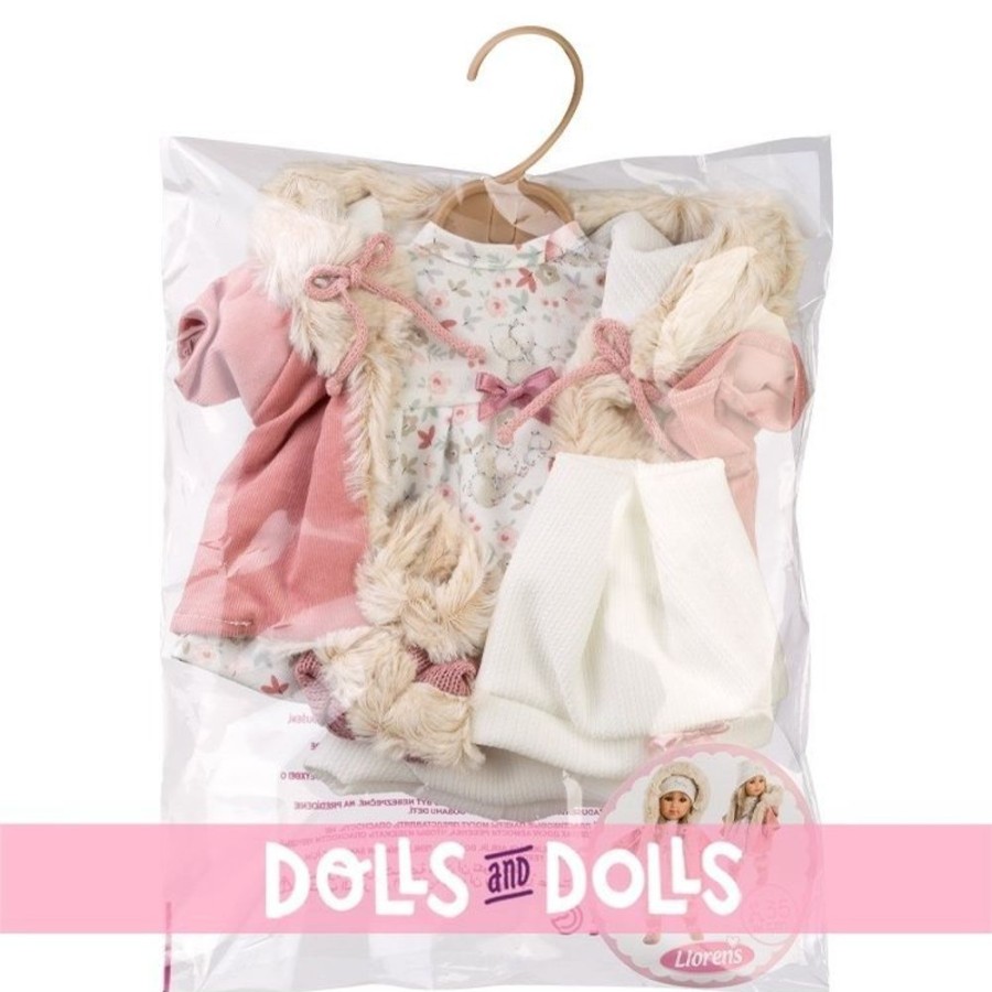 Accessories  Llorens | Clothes For Llorens Dolls 35 Cm - Nature Set With Pink Jacket And Socks And White Hat