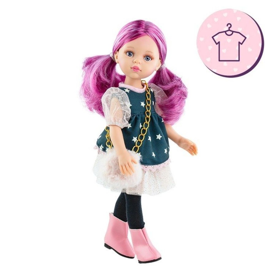 Accessories  Paola Reina | Outfit For Paola Reina Doll 32 Cm - Las Amigas Funky - Rosela - Star Dress With Bag