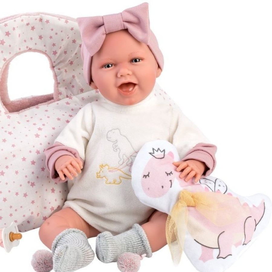 Dolls  Llorens | Llorens Doll 40 Cm - Newborn Mimi Smiles With Dino Carrycot