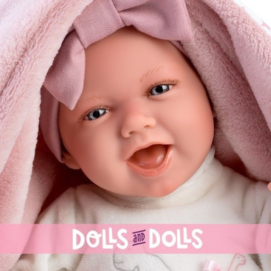 Dolls  Llorens | Llorens Doll 40 Cm - Newborn Mimi Smiles With Dino Carrycot