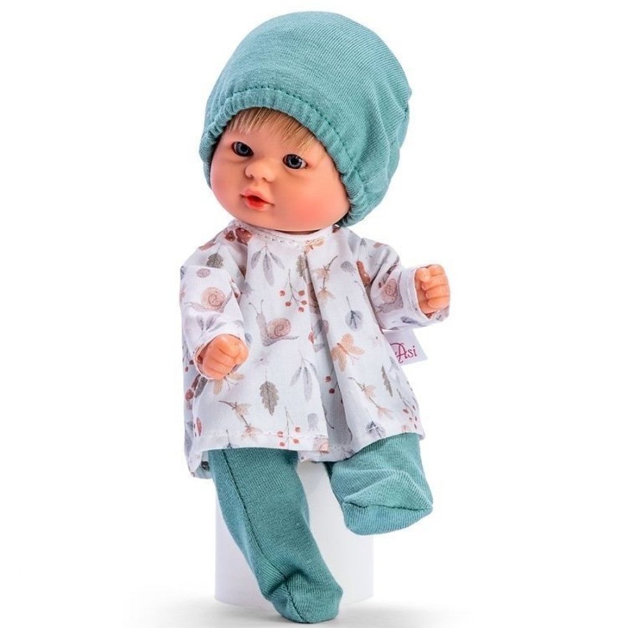 Dolls  Así | Asi Doll 20 Cm - Bomboncin Boy With Snail Shirt, Gaiter And Green Hat