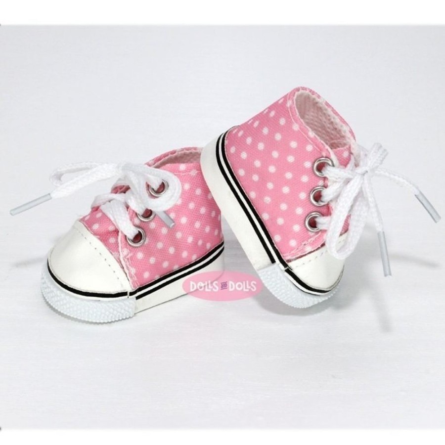 Accessories  Nines d'Onil | Complements For Nines D'Onil 30 Cm Doll - Mia - Pink Sneakers With White Dots With Laces