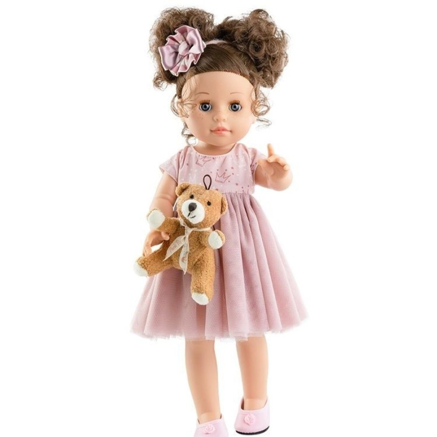 Dolls  Paola Reina | Paola Reina Doll 45 Cm - Soy Tu - Ani With Crowns Dress And Teddy Bear - Soy Tu - 45 Cm - Paola Reina