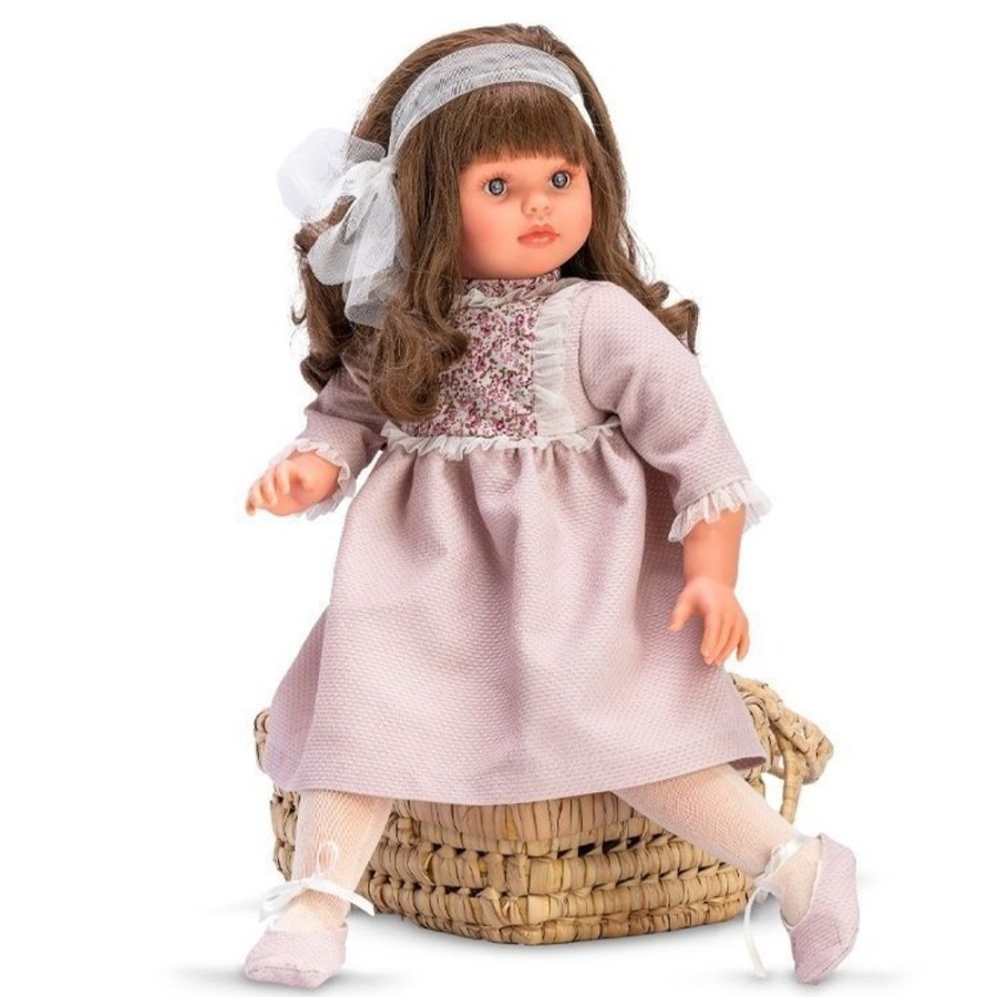 Dolls  Así | Asi Doll 57 Cm - Pepa In Eggplant Color Pique Dress With "Martina" Flowered Chest