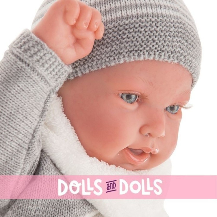 Dolls  Antonio Juan | Antonio Juan Doll 40 Cm - Pipo With Gray Blanket Reborn Limited Series