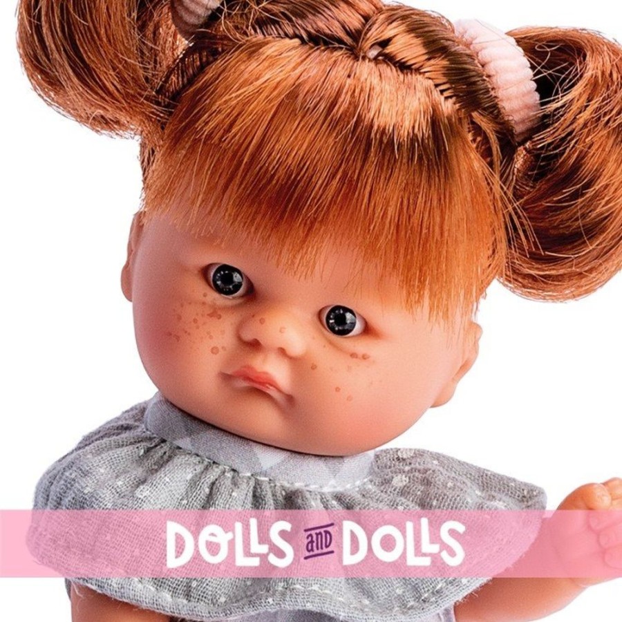 Dolls  Así | Asi Doll 20 Cm - Bomboncin Girl In Gray Plaid Dress With Gray Chiffon Collar