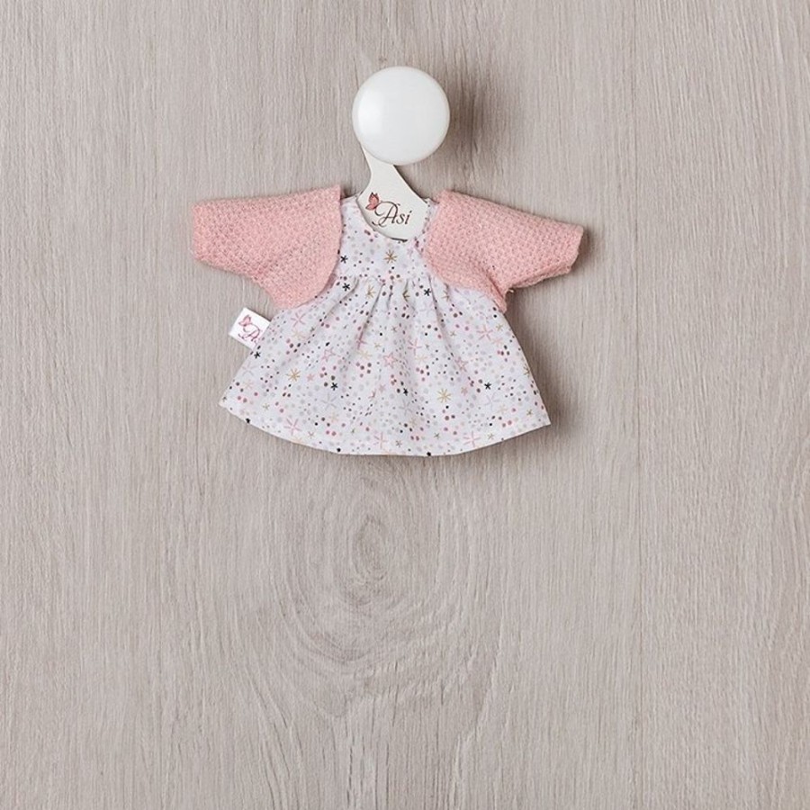 Accessories  Así | Outfit For Asi Doll 20 Cm - Printed Dress With Pink Jacket For Cheni Doll