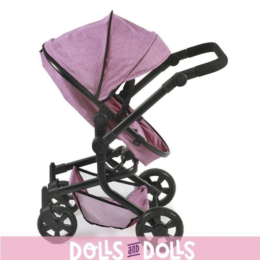 Accessories  Bayer Chic 2000 | Mika Pram 74,5 Cm Convertible To Pushchair For Dolls - Bayer Chic 2000 - Pink Denim