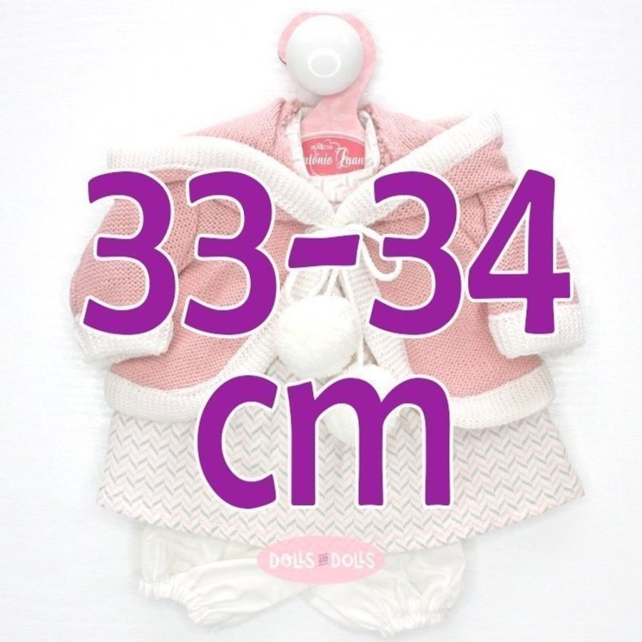 Accessories  Antonio Juan | Outfit For Antonio Juan Doll 33-34 Cm - Herringbone Dress With Pink Hooded Jacket