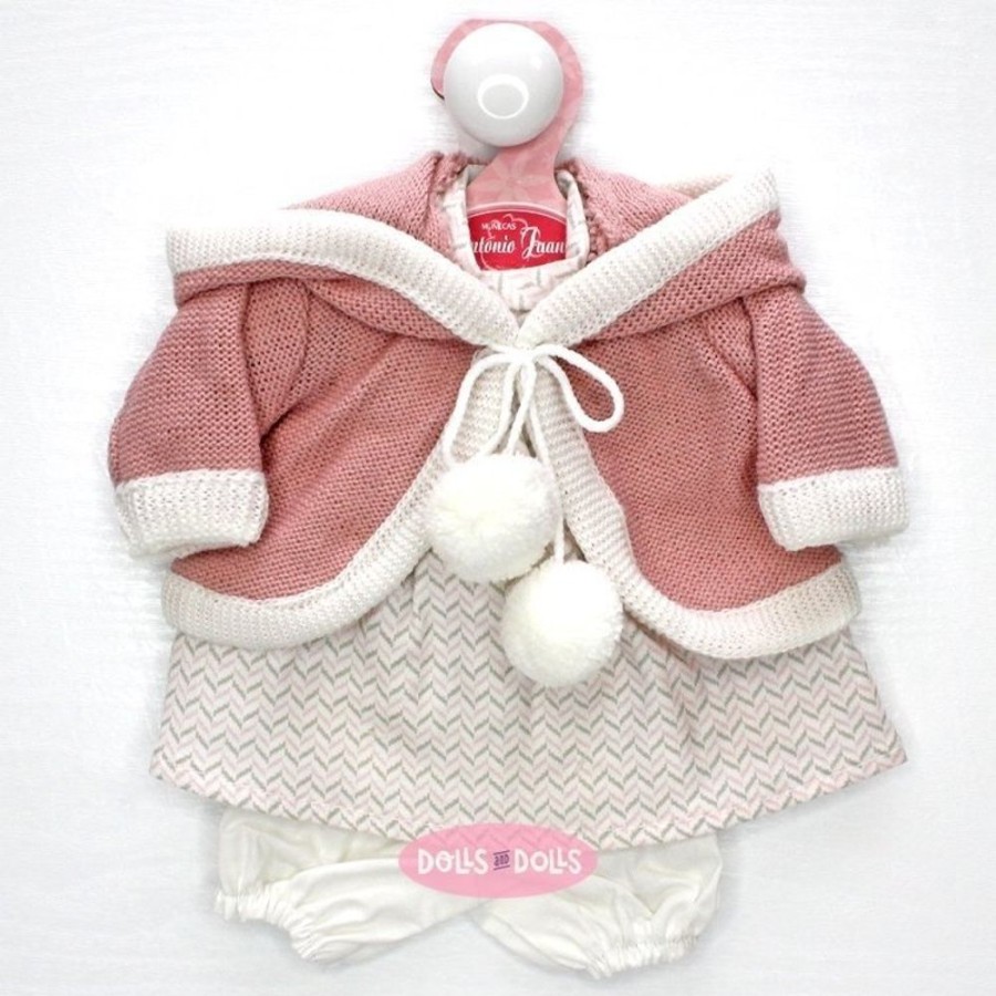 Accessories  Antonio Juan | Outfit For Antonio Juan Doll 33-34 Cm - Herringbone Dress With Pink Hooded Jacket