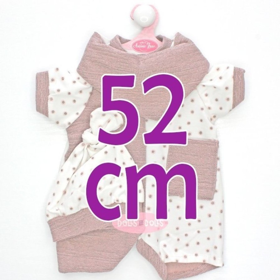 Accessories  Antonio Juan | Outfit For Antonio Juan Doll 52 Cm - Mi Primer Reborn Collection - Dark Pink Polka Dot Set With Cap