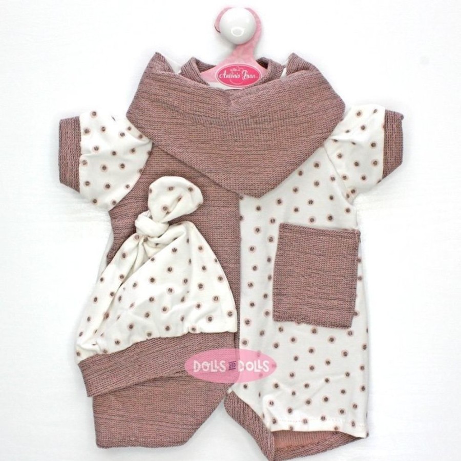 Accessories  Antonio Juan | Outfit For Antonio Juan Doll 52 Cm - Mi Primer Reborn Collection - Dark Pink Polka Dot Set With Cap