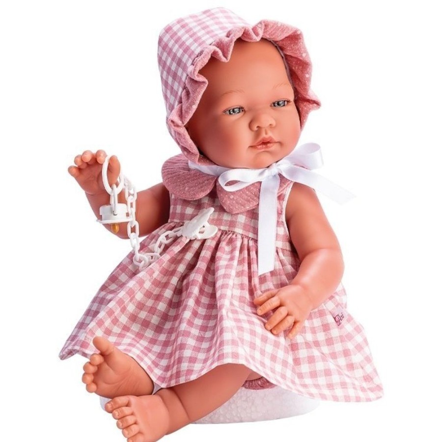 Dolls  Así | Asi Doll 43 Cm - Maria In Pink Plaid Dress With Pink Gauze Pololo And Collar