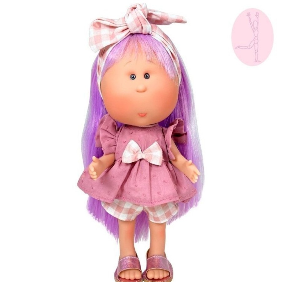 Dolls  Nines d'Onil | Nines D'Onil Doll 30 Cm - Mia Articulated - With Lilac Hair And Pink Dress