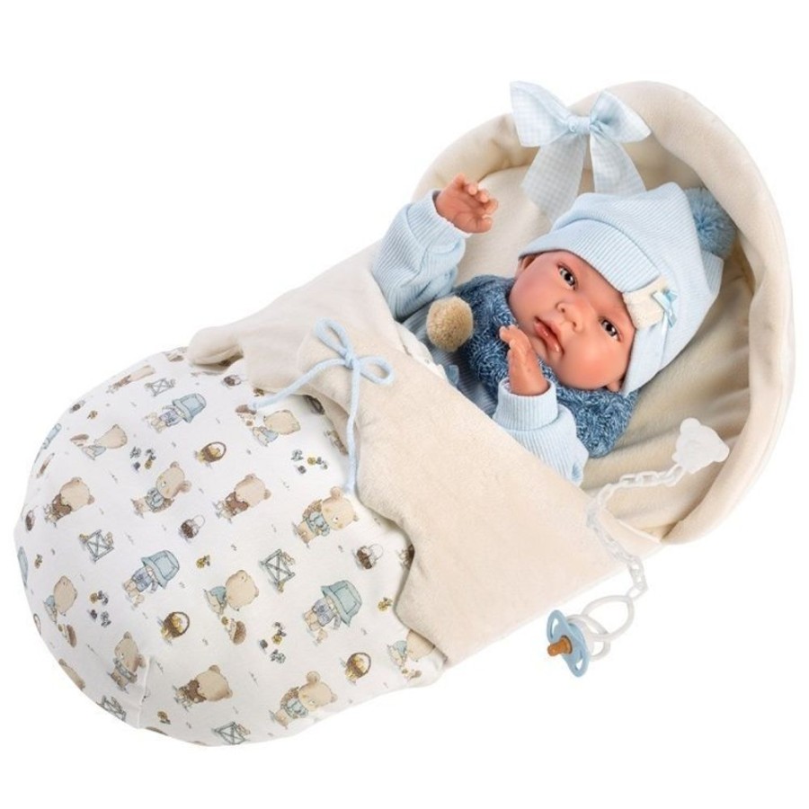 Dolls  Llorens | Llorens Doll 40 Cm - Newborn Nico With A Blue Bag