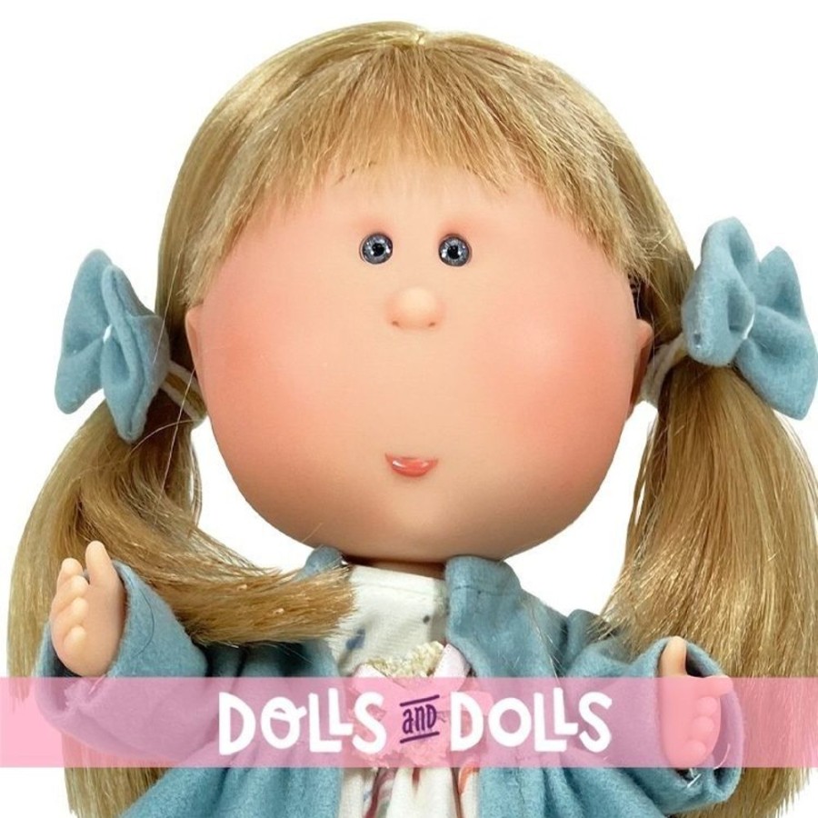 Dolls  Nines d'Onil | Nines D'Onil Doll 30 Cm - Mia Articulated - Blonde With Rainbow Dress And Blue Coat