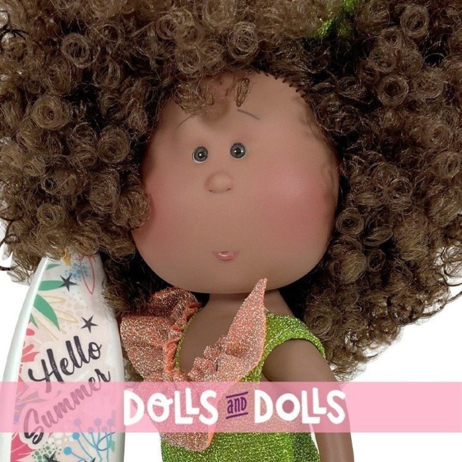 Dolls  Nines d'Onil | Nines D'Onil Doll 30 Cm - Mia Summer Black With Curly Hair And Green Swimsuit