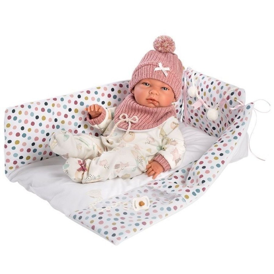 Dolls  Llorens | Llorens Doll 40 Cm - Nica Newborn With Changing Crib