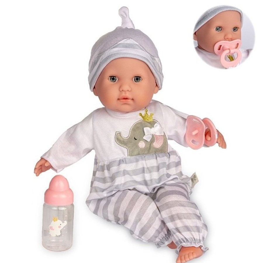 Dolls  Berenguer Boutique | Berenguer Boutique Doll 38 Cm - La Newborn 30036 With Gray Pajamas, Bottle And Pacifier