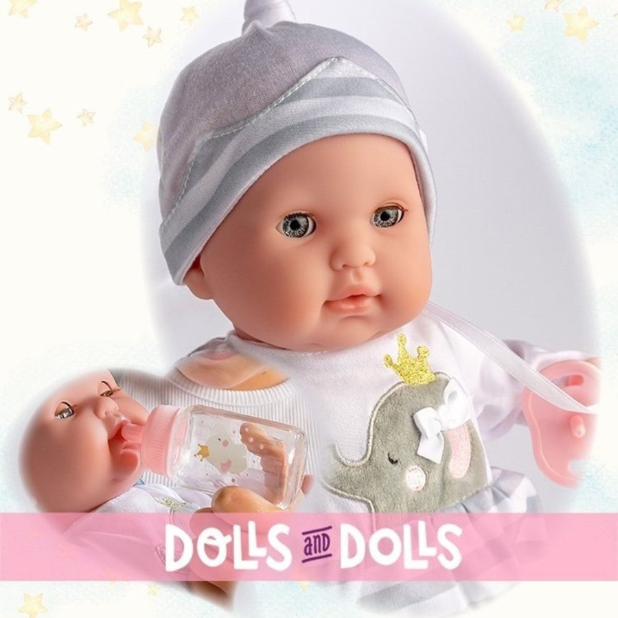 Dolls  Berenguer Boutique | Berenguer Boutique Doll 38 Cm - La Newborn 30036 With Gray Pajamas, Bottle And Pacifier