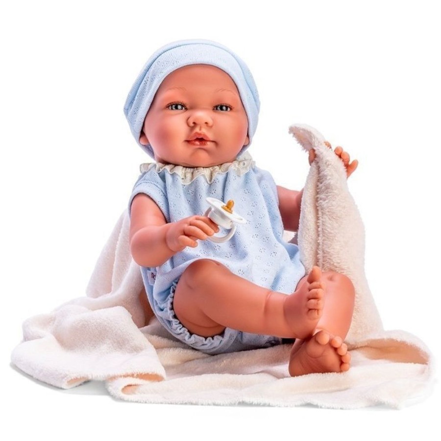 Dolls  Así | Asi Doll 43 Cm - Pablo With Blue Knitted Body And Cap With Beige Blanket