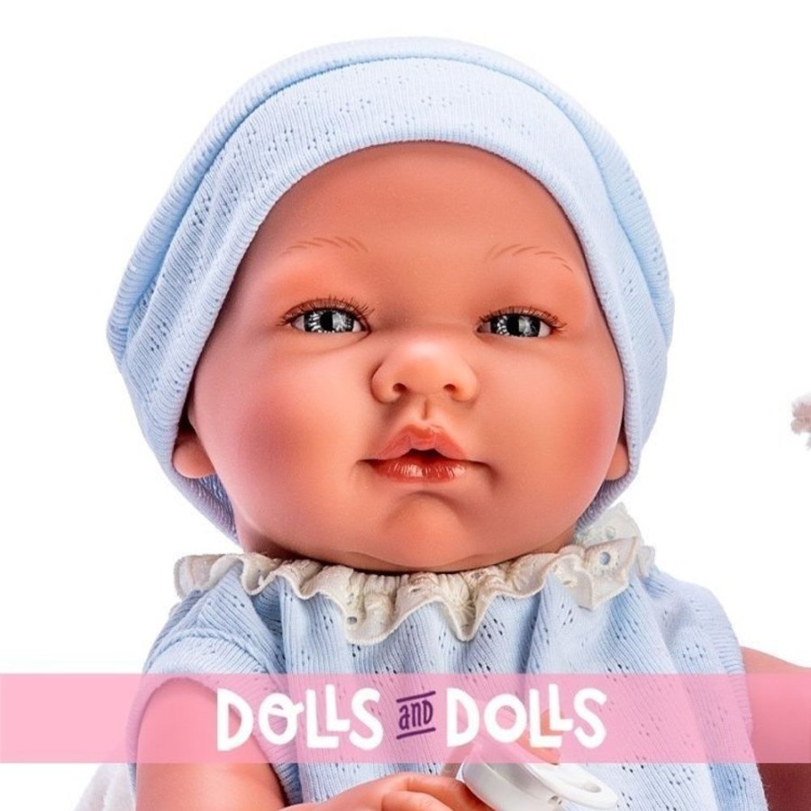 Dolls  Así | Asi Doll 43 Cm - Pablo With Blue Knitted Body And Cap With Beige Blanket