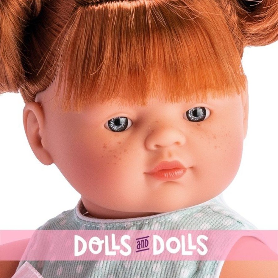 Dolls  Así | Asi Doll 36 Cm - Guille In Green Pique Dress Stripped With Pink Bow