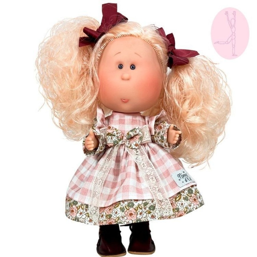 Dolls  Nines d'Onil | Nines D'Onil Doll 30 Cm - Mia Articulated - With Pink Hair And Plaid Dress