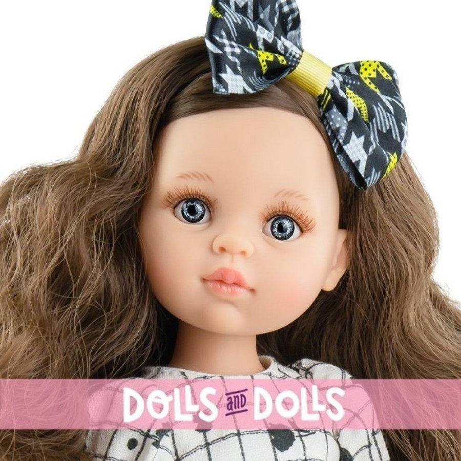 Dolls  Paola Reina | Paola Reina Doll 32 Cm - Las Amigas - Ana Belen With Black Floral Dress And Bow