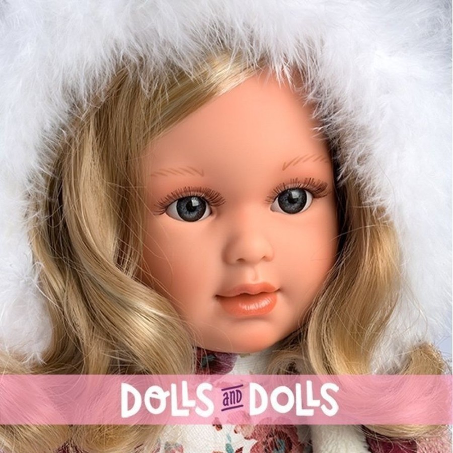 Dolls  Llorens | Llorens Doll 40 Cm - Lucia In Flowery Dress And Hooded Vest