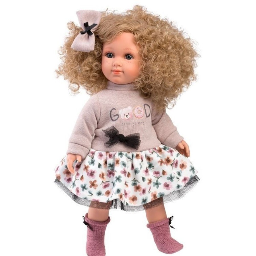 Dolls  Llorens | Llorens Doll 35 Cm - Elena With Beige Sweater And Flower Skirt