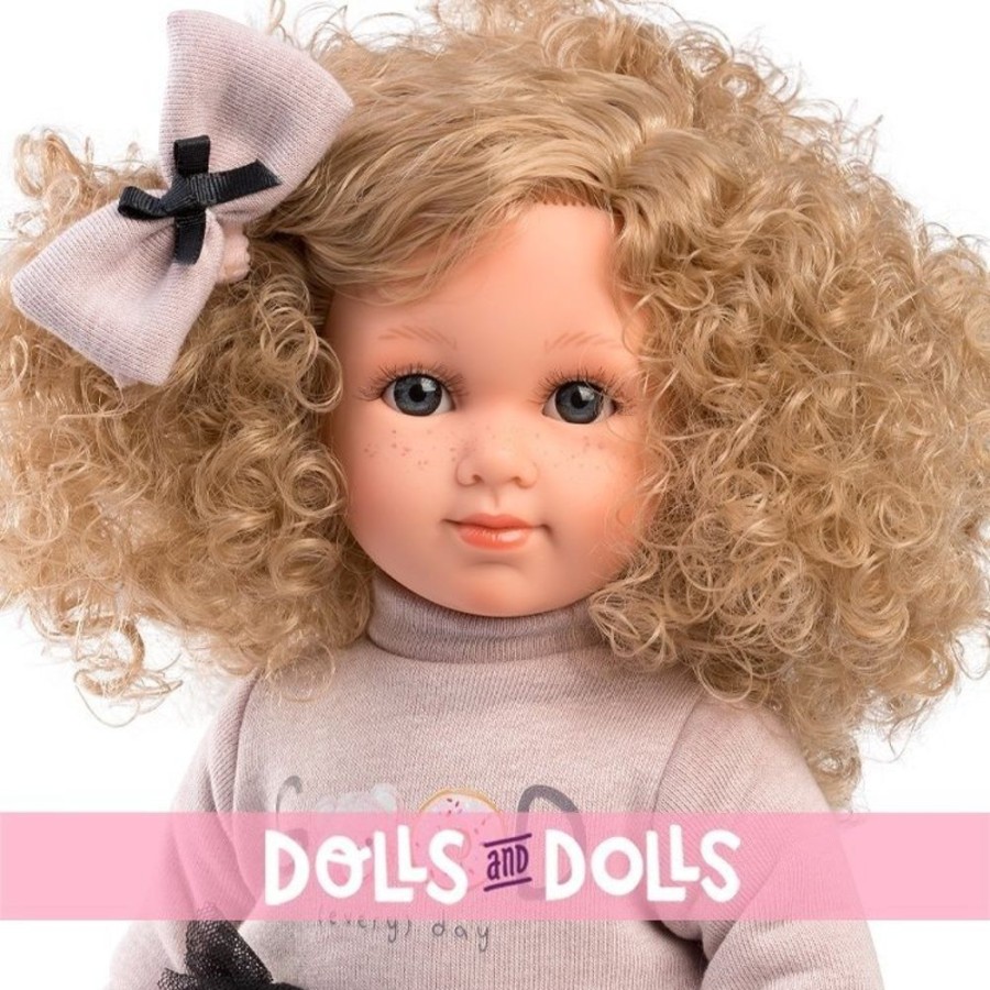 Dolls  Llorens | Llorens Doll 35 Cm - Elena With Beige Sweater And Flower Skirt