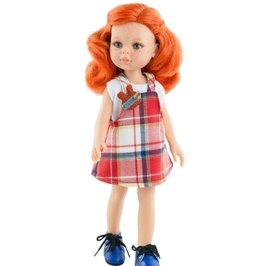 Dolls  Paola Reina | Paola Reina Doll 32 Cm - Las Amigas Funky - Fina In Red Checkered Pinafore