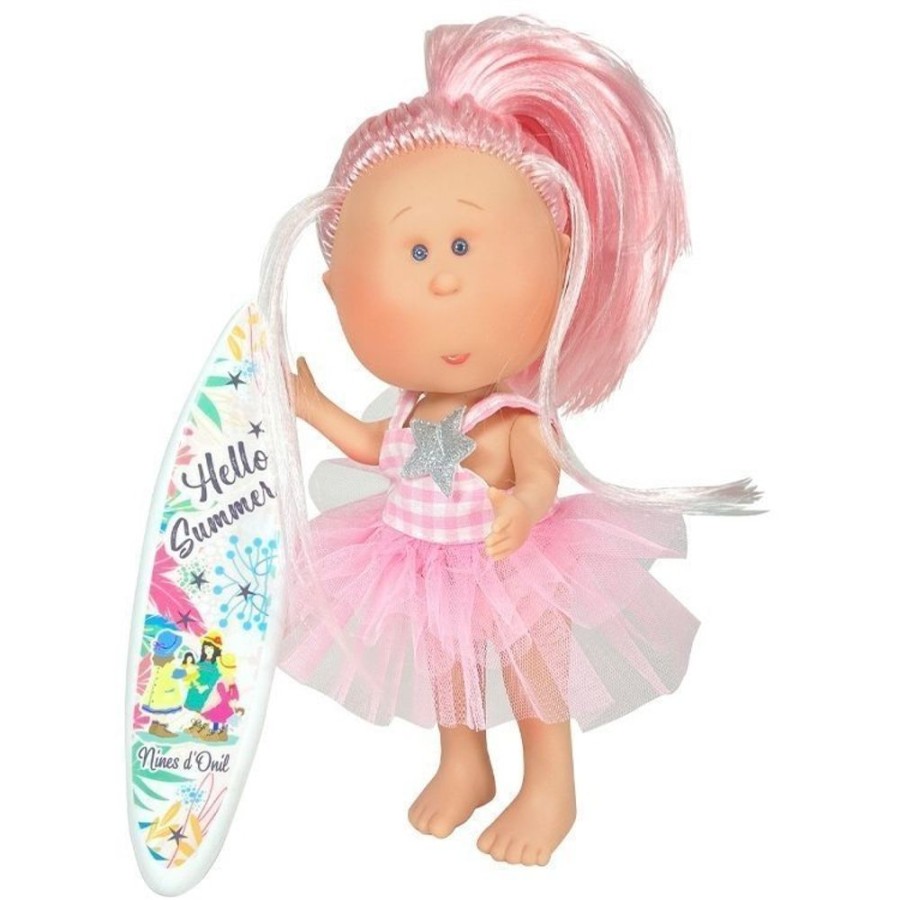 Dolls  Nines d'Onil | Nines D'Onil Doll 30 Cm - Mia Summer With Pink Hair And Pink Gingham-Tulle Dress