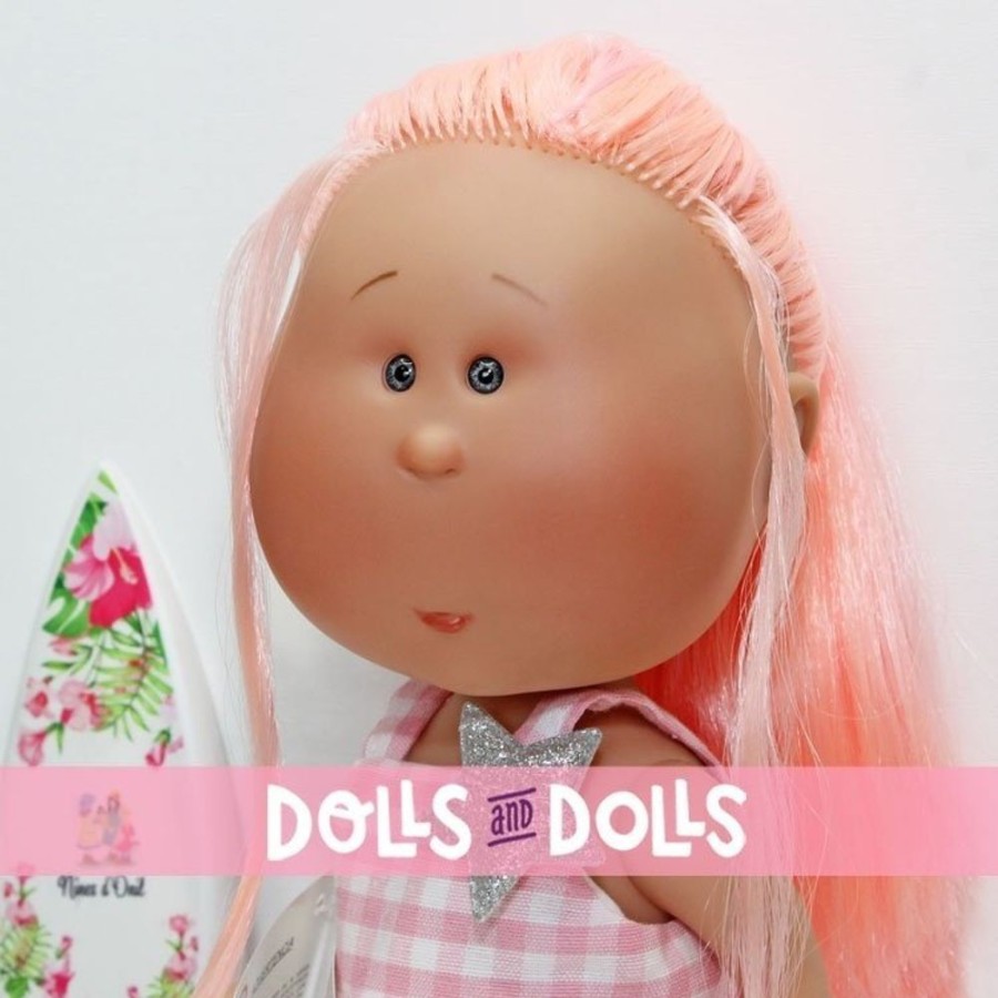 Dolls  Nines d'Onil | Nines D'Onil Doll 30 Cm - Mia Summer With Pink Hair And Pink Gingham-Tulle Dress