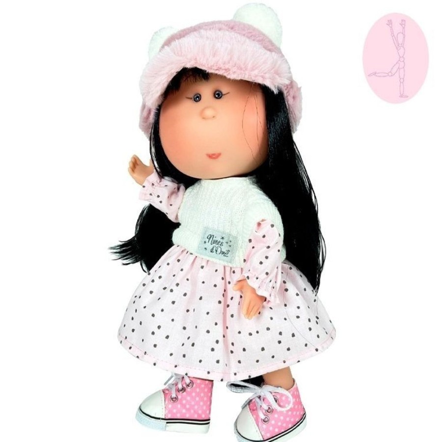 Dolls  Nines d'Onil | Nines D'Onil Doll 30 Cm - Mia Articulated - Asian With Polka Dot Dress And Hat