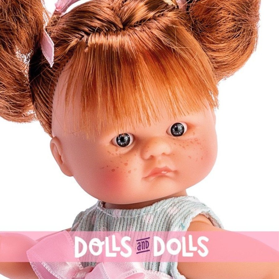 Dolls  Así | Asi Doll 20 Cm - Bomboncin Girl In Green Pique Dress Stripped With Pink Bow