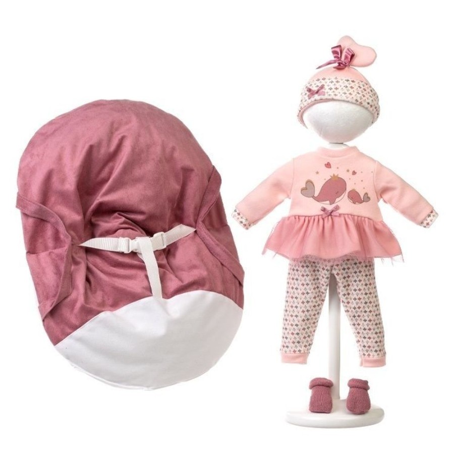 Dolls  Llorens | Clothes For Llorens Dolls 42 Cm - Baby Carrier With Handles And Safety Belt, Pyjamas With Tulle Skirt, Matching Cap And Booties